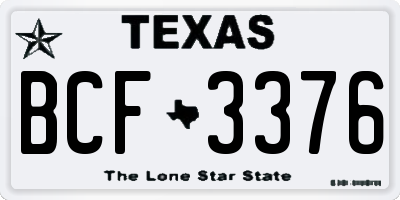TX license plate BCF3376