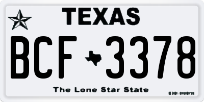 TX license plate BCF3378