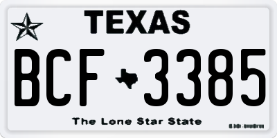TX license plate BCF3385
