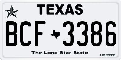 TX license plate BCF3386