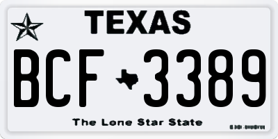 TX license plate BCF3389