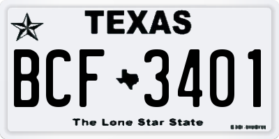 TX license plate BCF3401