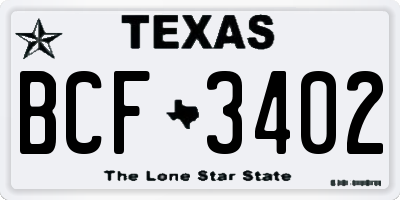 TX license plate BCF3402