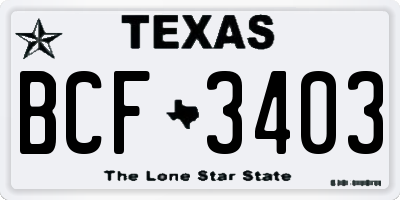 TX license plate BCF3403