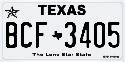TX license plate BCF3405