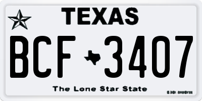 TX license plate BCF3407