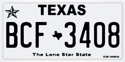 TX license plate BCF3408