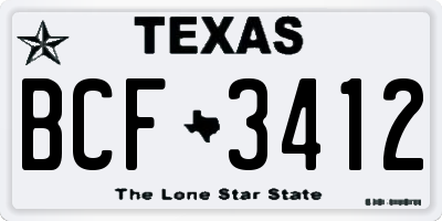 TX license plate BCF3412