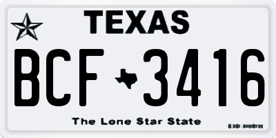 TX license plate BCF3416