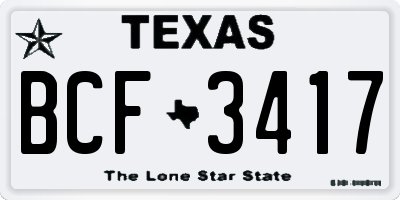 TX license plate BCF3417