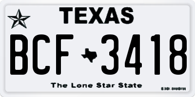 TX license plate BCF3418