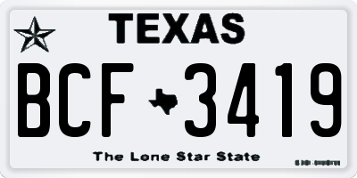 TX license plate BCF3419