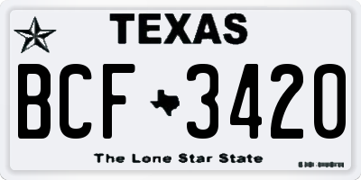TX license plate BCF3420