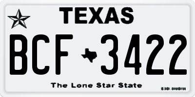 TX license plate BCF3422