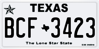 TX license plate BCF3423