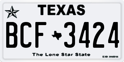 TX license plate BCF3424