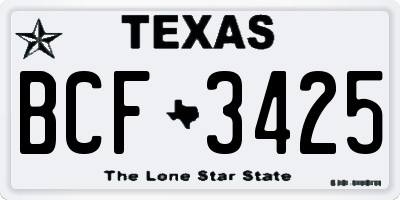TX license plate BCF3425