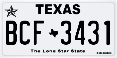 TX license plate BCF3431