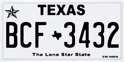 TX license plate BCF3432