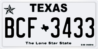 TX license plate BCF3433
