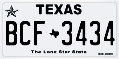 TX license plate BCF3434