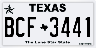 TX license plate BCF3441