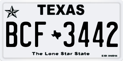TX license plate BCF3442