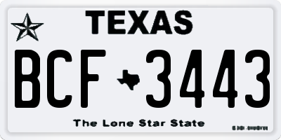 TX license plate BCF3443