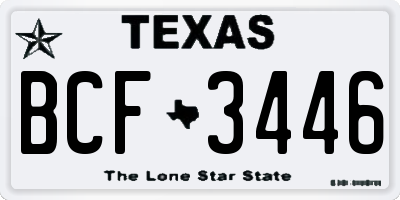 TX license plate BCF3446