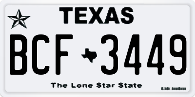TX license plate BCF3449