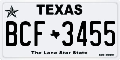 TX license plate BCF3455