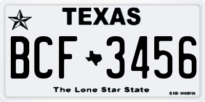 TX license plate BCF3456