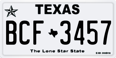 TX license plate BCF3457