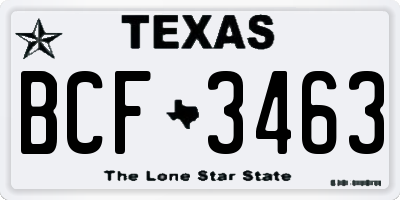 TX license plate BCF3463