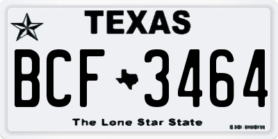 TX license plate BCF3464