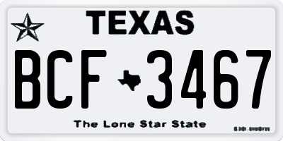 TX license plate BCF3467
