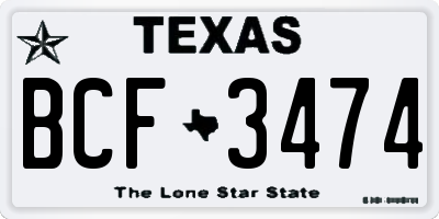 TX license plate BCF3474