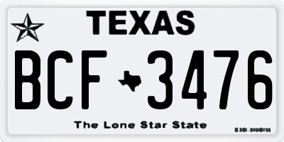 TX license plate BCF3476