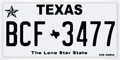TX license plate BCF3477