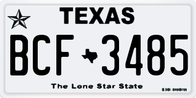 TX license plate BCF3485