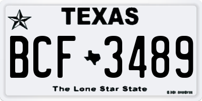TX license plate BCF3489