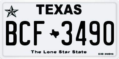 TX license plate BCF3490