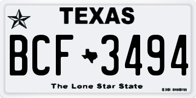 TX license plate BCF3494