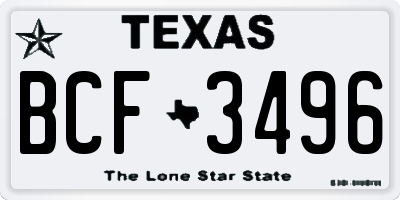 TX license plate BCF3496