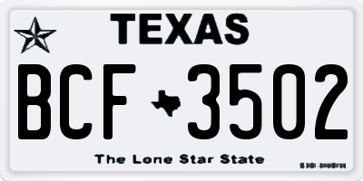 TX license plate BCF3502