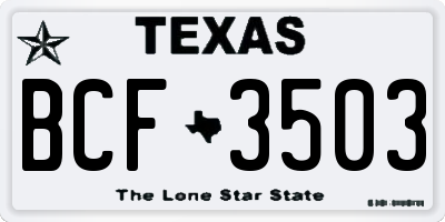 TX license plate BCF3503