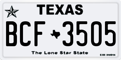 TX license plate BCF3505