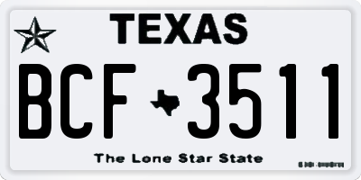 TX license plate BCF3511