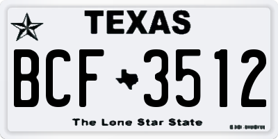 TX license plate BCF3512