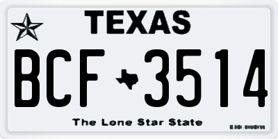 TX license plate BCF3514